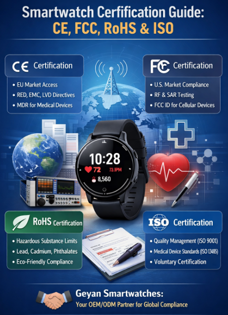 Smartwatch Certification Guide: CE, FCC, RoHS & ISO Smartwatch Certification Guide: CE, FCC, RoHS & ISO